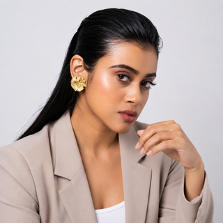 Earring Contemporary Wear - Gold Ginkgo Stud by Putstyle