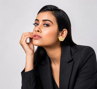 Earring Contemporary Wear - Gold Ginkgo Stone Studded by Putstyle