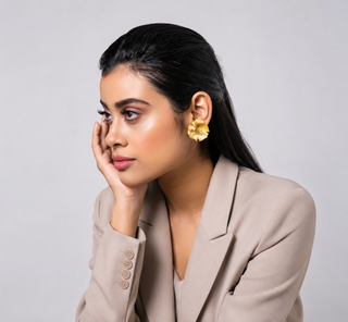 Earring Contemporary Wear - Gold Ginkgo Stud by Putstyle