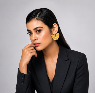 Earring Contemporary Wear - Gold Ginkgo Statement Stud by Putstyle