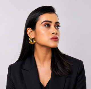 Earring Contemporary Wear - Gold Ginkgo Leaf Hoop by Putstyle