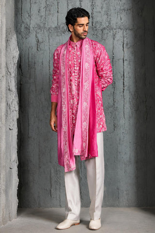 Pink Heritage Kurta Set for Indian Wedding - Pink Gulnaar Kurta by Sarab Khanijou