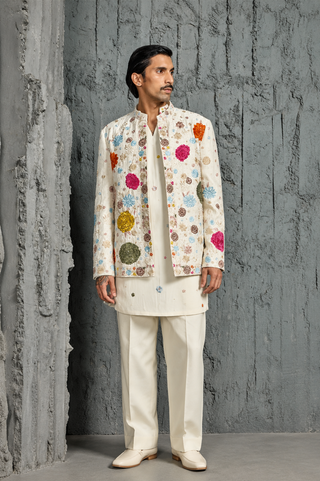 Ivory rangrez bloom jacket set