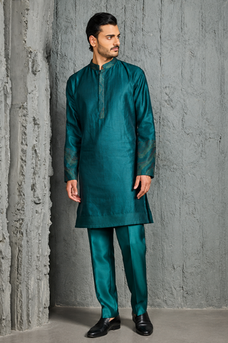 Waistcoat Set for Indian Wedding - Green Wave Set by Sarab Khanijou