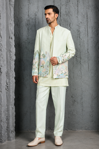 Jacket Set for Contemporary Wear - Green Meadow Edit by Sarab Khanijou