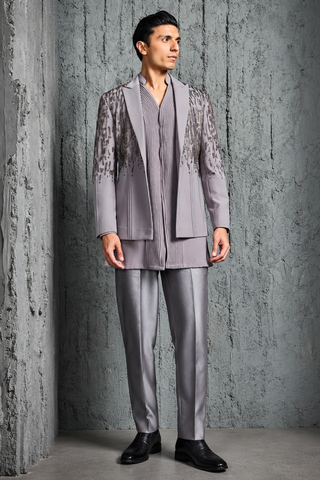 Jacket Set for Contemporary Wear - Gray Slate Jacket by Sarab Khanijou