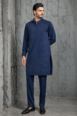 Kurta Set for Indian Wedding - Blue Jashn Neel Kurta by Sarab Khanijou