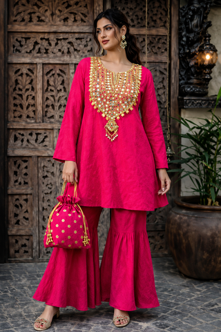 Co-ord Set Pastel Wear - Pink Roseline Co-ord Set by Banjara Trail