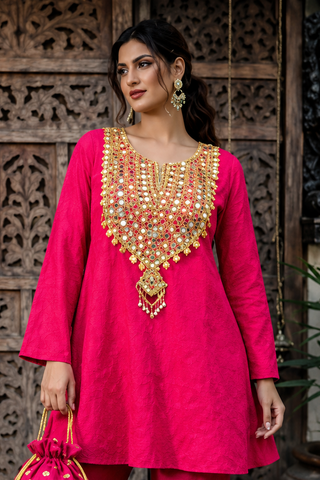 Co-ord Set Pastel Wear - Pink Roseline Co-ord Set by Banjara Trail