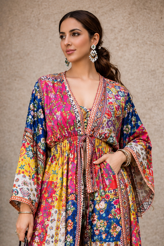 Jacket Set Printed Wear - Multicolor Sunlit Courtyard Jacket Set by Banjara Trail