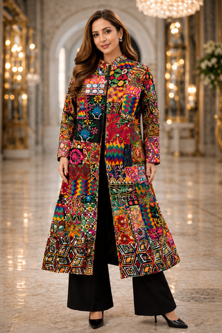 Jacket Set Printed Wear - Multicolor Boheme Patchwork Jacket Set by Banjara Trail