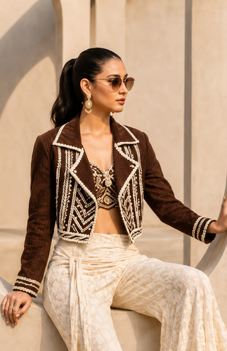 Jacket Set Printed Wear - Multicolor Phool Mahal Jacket Set by Banjara Trail