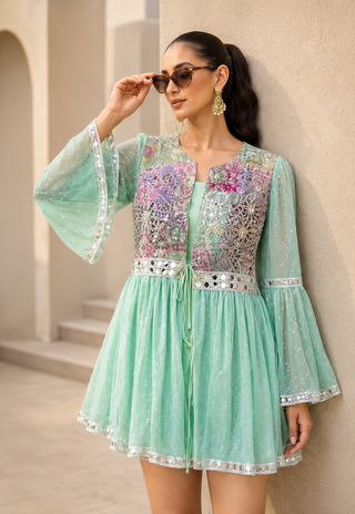Dress Printed Wear - Multicolor Opaline Meadow Dress by Banjara Trail