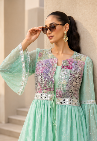 Dress Printed Wear - Multicolor Opaline Meadow Dress by Banjara Trail