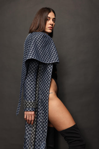 Trench Coat Contemporary Wear - Blue checkered by Essé