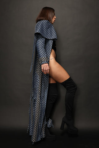 Trench Coat Contemporary Wear - Blue checkered by Essé