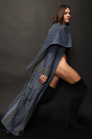 Trench Coat Contemporary Wear - Blue checkered by Essé