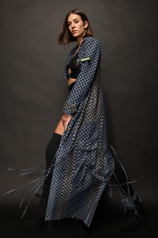 Trench Coat Contemporary Wear - Blue checkered by Essé