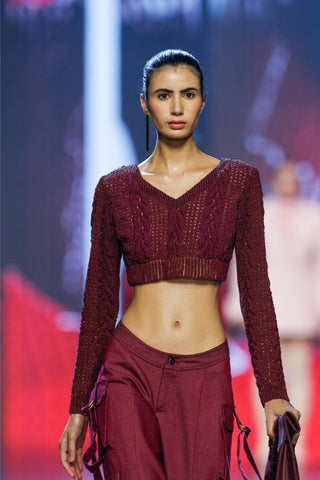 Blouse Contemporary Wear - Maroon knit by Essé