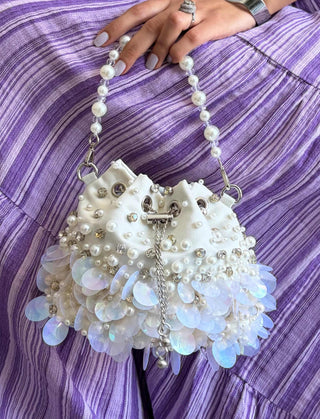 Bucket Bag Summer Wear - White Cloud Bucket Bag by Plode