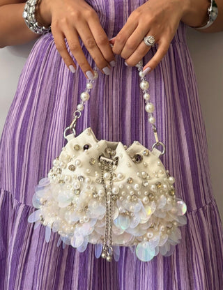 Bucket Bag Summer Wear - White Cloud Bucket Bag by Plode