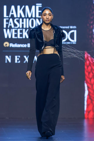 Pants Contemporary Wear - Black deconstructed sheer corset by Essé