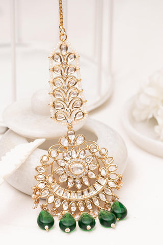 Maangtikka Luxury Wear - White Fitwa Polki Maangtikka by Putstyle