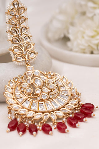 Maangtikka Bridal Wear - White Adiya Polki Maangtikka by Putstyle