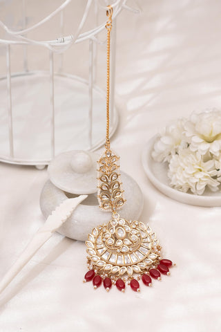 Maangtikka Bridal Wear - White Adiya Polki Maangtikka by Putstyle