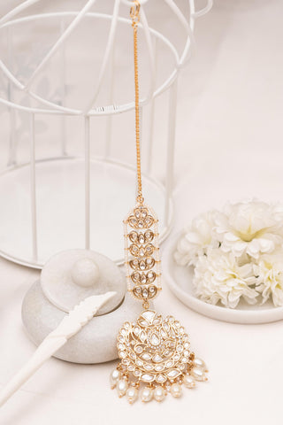Maangtikka Hairwear - White Khwab Polki Maangtikka by Putstyle