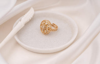 Ring Floral Wear - White Bloom Polki Ring by Putstyle