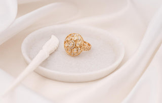 Ring Floral Wear - White Bloom Polki Ring by Putstyle