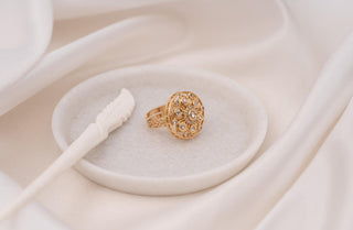 Ring Floral Wear - White Bloom Polki Ring by Putstyle