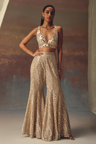 Golden Cape Jacket Set for Indian Festive Wear by Twenty Nine