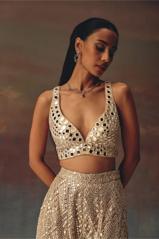 Golden Cape Jacket Set for Indian Festive Wear by Twenty Nine