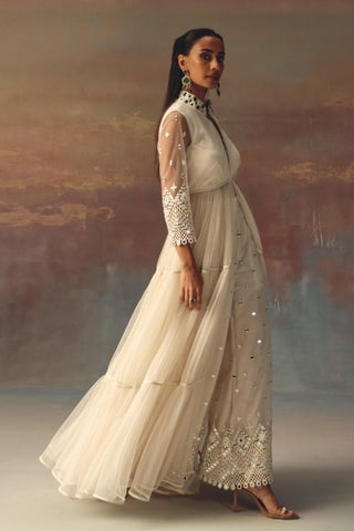 Ivory Anarkali Jacket Set for Indian Weddings by Twenty Nine