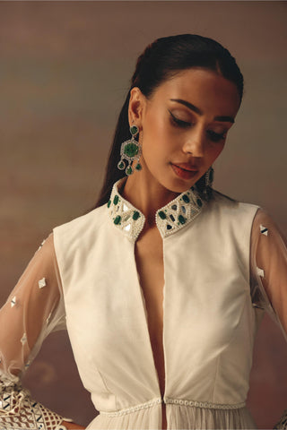 Ivory Anarkali Jacket Set for Indian Weddings by Twenty Nine