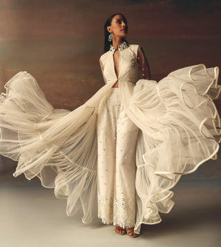 Ivory Anarkali Jacket Set for Indian Weddings by Twenty Nine