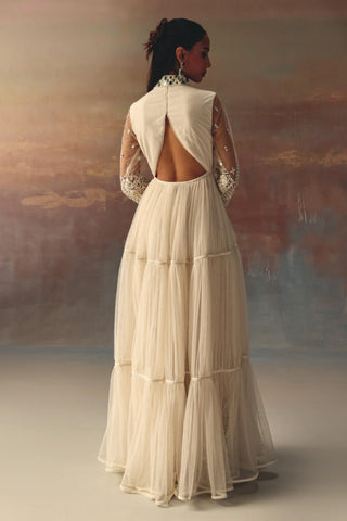 Ivory Anarkali Jacket Set for Indian Weddings by Twenty Nine