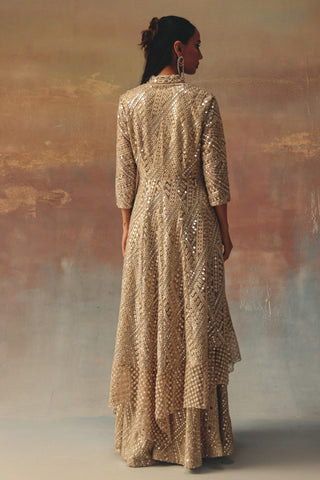 Gold Peplum Blazer Set for Indian Festive Wear by Twenty Nine