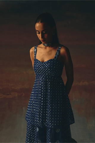 Peplum Sharara Set for Festive Wear – Blue Ensemble by Twenty Nine