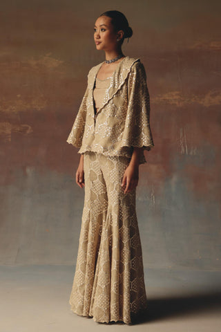 Golden Blazer Set for Contemporary Festive Wear by Twenty Nine