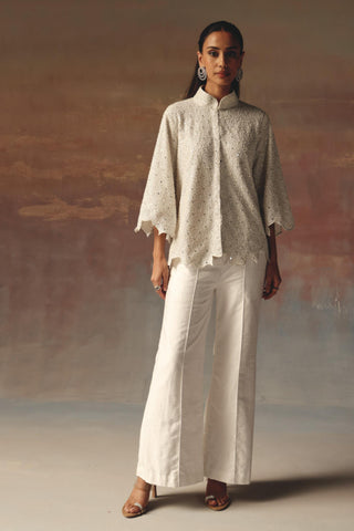 White Jacket Set for Contemporary Festive Wear by Twenty Nine