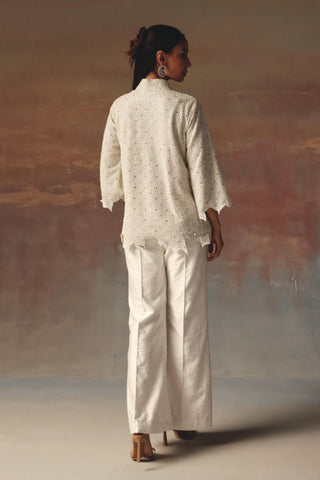 White Jacket Set for Contemporary Festive Wear by Twenty Nine