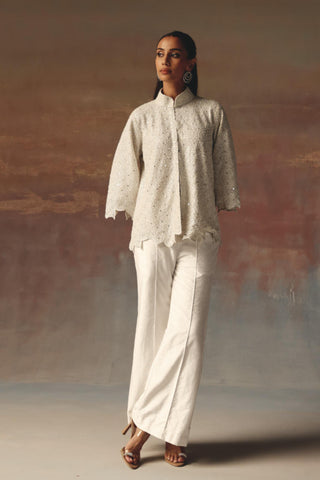 White Jacket Set for Contemporary Festive Wear by Twenty Nine