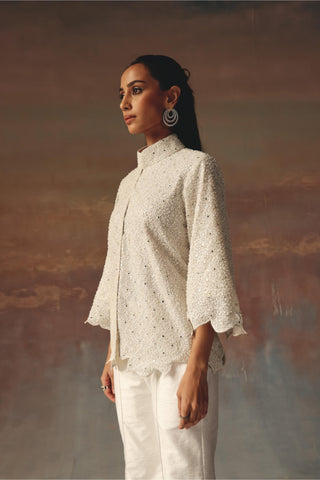 White Jacket Set for Contemporary Festive Wear by Twenty Nine