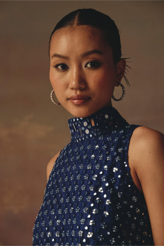 Blue A-Line Top Set for Contemporary Festive Wear by Twenty Nine