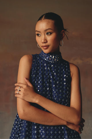 Blue A-Line Top Set for Contemporary Festive Wear by Twenty Nine