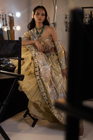 Lehenga Set for Indian Weddings – Gold Banarasi Brocade by Twenty Nine