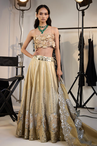 Lehenga Set for Indian Weddings – Gold Banarasi Brocade by Twenty Nine